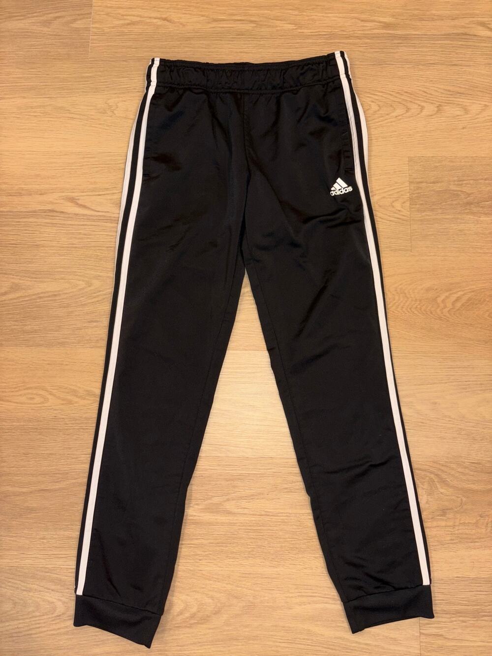 Adidas black 3 stripe jogger track pants womens size medium